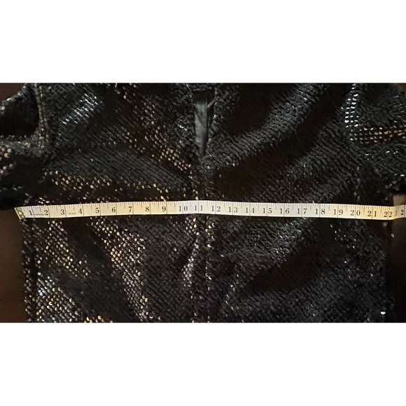 Vero Moda Sz Large Starlight Short Jacket Sequin Black Pockets Glam Bling Sherpa - Picture 14 of 16